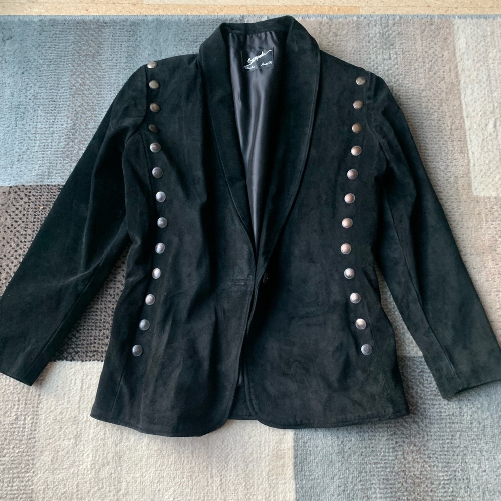 Stampede suede heavy black jacket with buttons